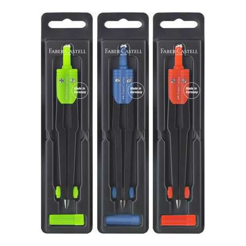 Körző, fém, heggyel, FABER-CASTELL, zöld