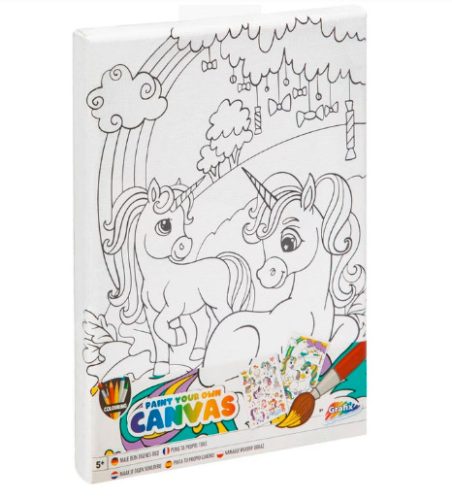 Festő szett gyerekeknek (vászon, festék, ecset, matricák), 15x20m, (unikornis)