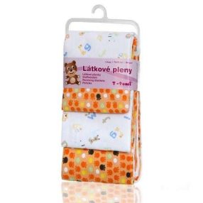   T-TOMI pamut pelenka, csúcsminőség, 4 db/csomag - Narancssárga mancsok 76 x 76 cm