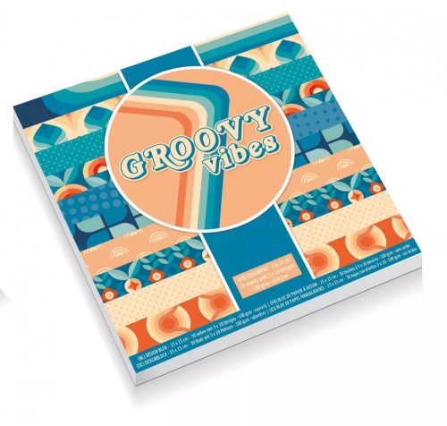 Mintás papírok, lapok, 15x15cm, 100 g, 10 minta, 30 lap/cs, tavaszi-nyári, Groovy Vibes