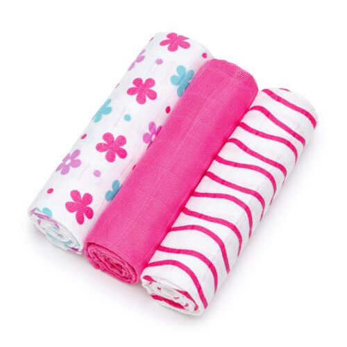 T-TOMI textil pelenka TETRA Csúcsminőségű Rózsaszín virágok