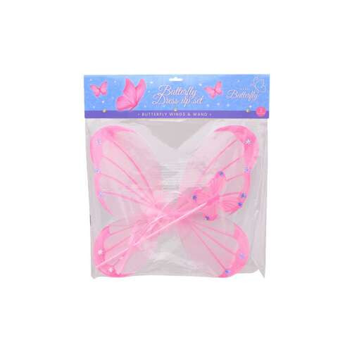 Pillangószárny és varázspálca, 35 cm rózsaszín