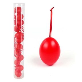   Húsvéti tojásdekoráció piros színű akasztóval 12 db/cső