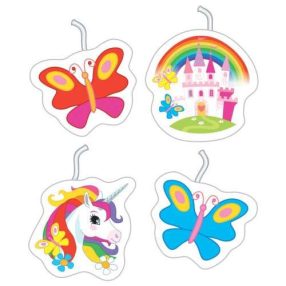 Unikornis tortagyertya, 4 db-os gyertya szett *