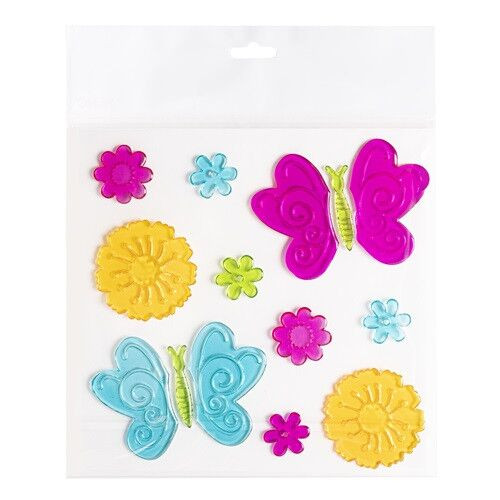 Ablakzselé lepkék és virágok 20x20 cm