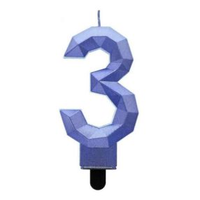  Diamond Blue Metallic, Kék számgyertya, tortagyertya 3-as *