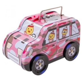 Autós fém persely - rózsaszín