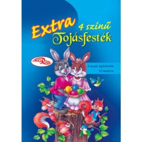   Extra 4 színű tojásfesték matricákkal húsvétra (4 színű tojásfesték, 10 db matrica)
