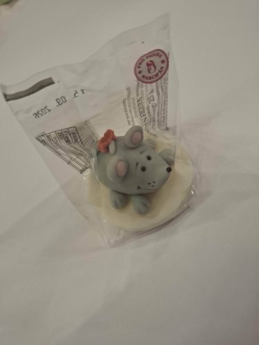 Szürke egérke kis kézműves marcipán figura, 25g