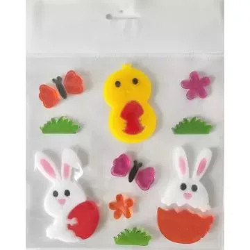 Ablakzselé nyuszi és csibe 20x25 cm	