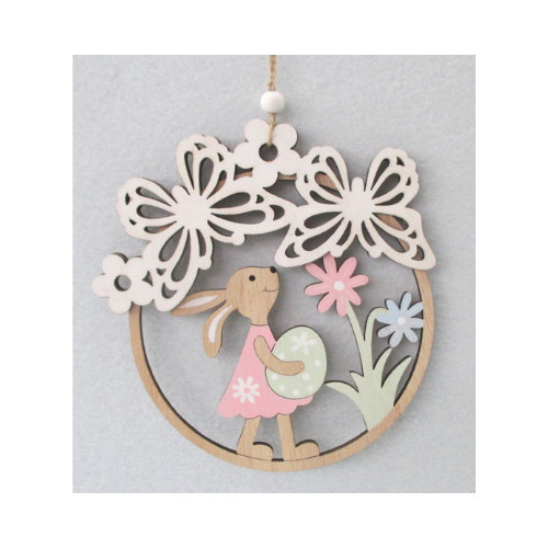 Húsvéti fa akasztós nyuszi virággal 7,5x9 cm