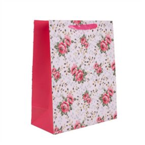 Dísztasak matt 11x14 cm rózsa levelekkel