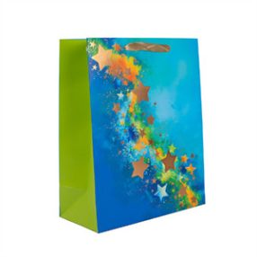 Dísztasak matt 18x23 cm tejút arany csillagok