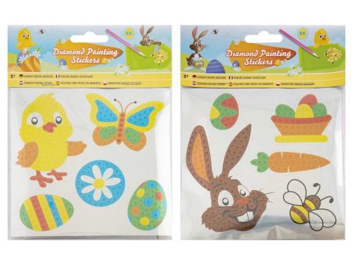 Gyémántfestés szett, húsvéti matricák, 5 db/csomag, kétféle minta, 1 db