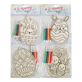   Húsvéti kreatív szett, színezhető, dekorálható húsvéti formák filctollal, 1 db