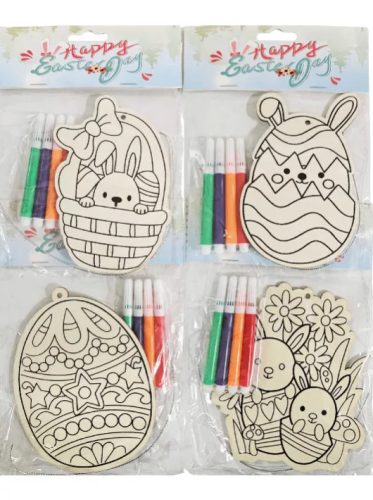 Húsvéti kreatív szett, színezhető, dekorálható húsvéti formák filctollal, 1 db
