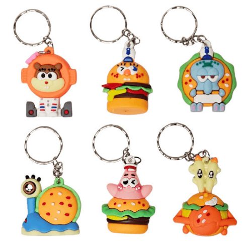 Spongya Bob mintás kulcstartó, műanyag, kb. 4-4,5cm magas, többféle, 1 db