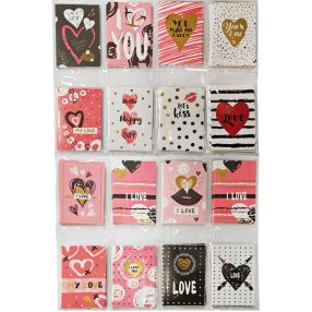   Ajándékkísérő kártya 9,5x6,5cm, szivecskés, többféle változat, 1 db