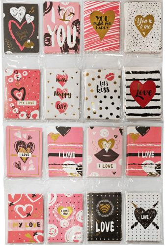 Ajándékkísérő kártya 9,5x6,5cm, szivecskés, többféle változat, 1 db