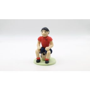 Piros-kék focista nagy kézműves marcipán figura, 55g